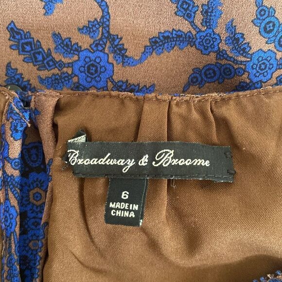Madewell Broadway & Broome Blue and Brown Silk Paisley Mini Dress Size 6 - Picture 9 of 14